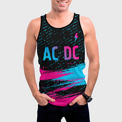 Майка-безрукавка мужская AC DC - neon gradient: символ сверху, цвет: 3D-черный — фото 2