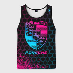 Майка-безрукавка мужская Porsche - neon gradient, цвет: 3D-черный