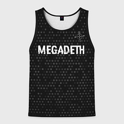 Майка-безрукавка мужская Megadeth glitch на темном фоне: символ сверху, цвет: 3D-черный