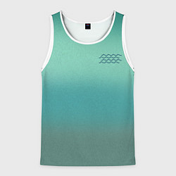 Майка-безрукавка мужская Бирюзовый цвет морской волны, цвет: 3D-белый