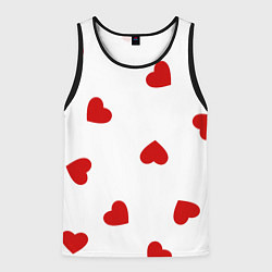 Майка-безрукавка мужская Красные сердечки на белом, цвет: 3D-черный