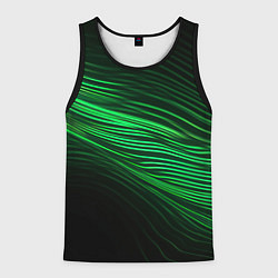 Майка-безрукавка мужская Green neon lines, цвет: 3D-черный