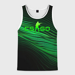 Майка-безрукавка мужская CSGO green lines logo, цвет: 3D-белый