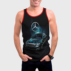 Майка-безрукавка мужская Mercedes Benz dark style, цвет: 3D-красный — фото 2