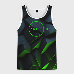 Майка-безрукавка мужская Starfield black green logo, цвет: 3D-белый