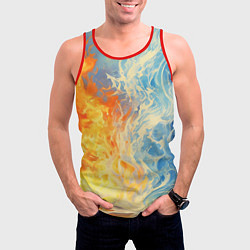 Майка-безрукавка мужская Вода и пламя абстракция, цвет: 3D-красный — фото 2