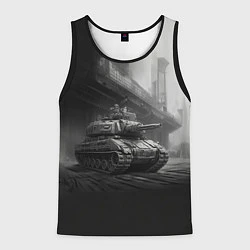 Майка-безрукавка мужская Мощный танк, цвет: 3D-черный