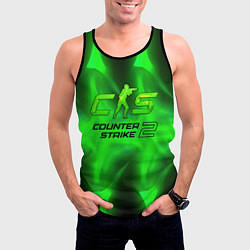 Майка-безрукавка мужская Counter strike 2 green logo, цвет: 3D-черный — фото 2