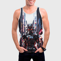 Майка-безрукавка мужская Киборг-самурай, цвет: 3D-белый — фото 2