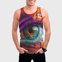 Майка-безрукавка мужская Разноцветная краска и глаз, цвет: 3D-красный — фото 2