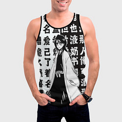Майка-безрукавка мужская Рукия и иероглифы - Блич, цвет: 3D-черный — фото 2