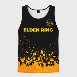 Майка-безрукавка мужская Elden Ring - gold gradient: символ сверху, цвет: 3D-черный