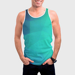 Майка-безрукавка мужская Голубые грани, цвет: 3D-белый — фото 2