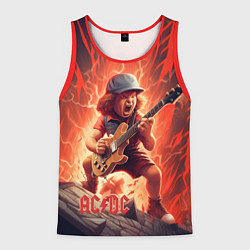 Майка-безрукавка мужская ACDC fire rock, цвет: 3D-красный