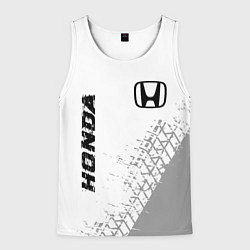 Майка-безрукавка мужская Honda speed на светлом фоне со следами шин: надпис, цвет: 3D-белый