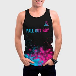 Майка-безрукавка мужская Fall Out Boy - neon gradient: символ сверху, цвет: 3D-черный — фото 2