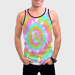 Майка-безрукавка мужская Tie-Dye кислотный в стиле барби, цвет: 3D-черный — фото 2