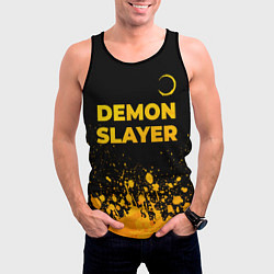 Майка-безрукавка мужская Demon Slayer - gold gradient: символ сверху, цвет: 3D-черный — фото 2