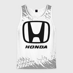 Майка-безрукавка мужская Honda speed на светлом фоне со следами шин, цвет: 3D-белый
