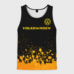 Майка-безрукавка мужская Volkswagen - gold gradient: символ сверху, цвет: 3D-черный