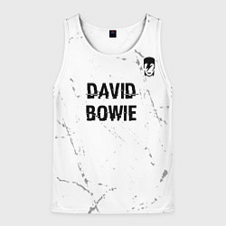 Майка-безрукавка мужская David Bowie glitch на светлом фоне: символ сверху, цвет: 3D-белый