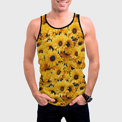 Майка-безрукавка мужская Желтые объемные цветы от нейросети, цвет: 3D-черный — фото 2