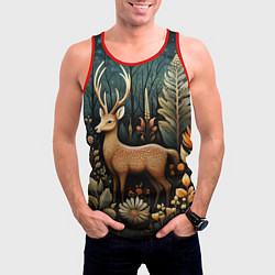 Майка-безрукавка мужская Лесной олень в стиле фолк-арт, цвет: 3D-красный — фото 2