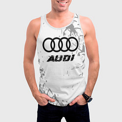 Майка-безрукавка мужская Audi speed на светлом фоне со следами шин, цвет: 3D-белый — фото 2