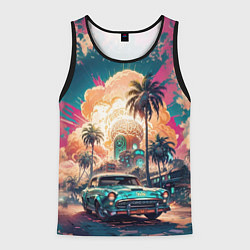 Майка-безрукавка мужская Атомная поездка на машине, цвет: 3D-черный