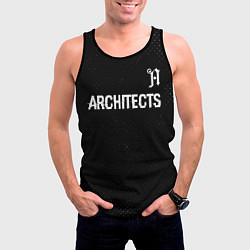 Майка-безрукавка мужская Architects glitch на темном фоне: символ сверху, цвет: 3D-черный — фото 2