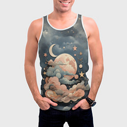 Майка-безрукавка мужская Волшебное ночное небо, цвет: 3D-белый — фото 2