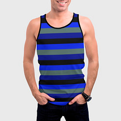 Майка-безрукавка мужская Полосатый сине-чёрный, цвет: 3D-черный — фото 2