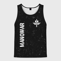 Майка-безрукавка мужская Manowar glitch на темном фоне вертикально, цвет: 3D-черный