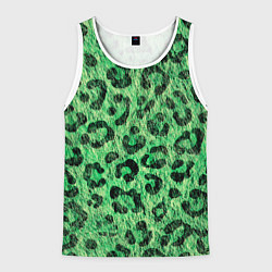 Майка-безрукавка мужская Зелёный леопард паттерн, цвет: 3D-белый