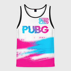 Майка-безрукавка мужская PUBG neon gradient style посередине, цвет: 3D-черный