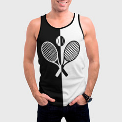 Майка-безрукавка мужская Теннис - чёрно белое, цвет: 3D-черный — фото 2