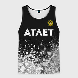 Майка-безрукавка мужская Атлет из России и герб РФ посередине, цвет: 3D-черный