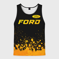 Майка-безрукавка мужская Ford - gold gradient посередине, цвет: 3D-черный