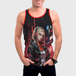 Майка-безрукавка мужская Вдумчивая девушка, цвет: 3D-красный — фото 2