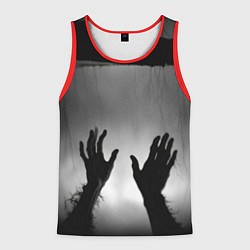 Майка-безрукавка мужская Руки зомби в ночном тумане, цвет: 3D-красный