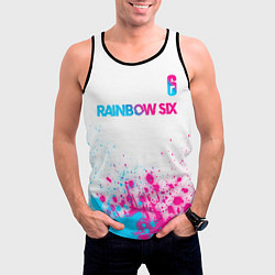 Майка-безрукавка мужская Rainbow Six neon gradient style посередине, цвет: 3D-черный — фото 2