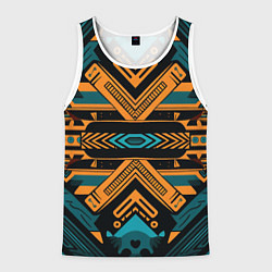 Майка-безрукавка мужская Геометрический узор в стиле ацтеков, цвет: 3D-белый