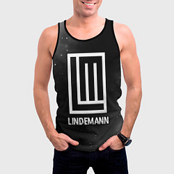 Майка-безрукавка мужская Lindemann glitch на темном фоне, цвет: 3D-черный — фото 2
