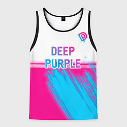 Майка-безрукавка мужская Deep Purple neon gradient style посередине, цвет: 3D-черный