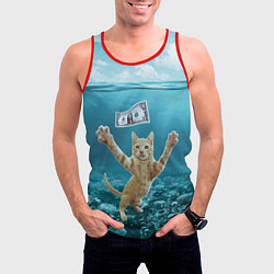 Майка-безрукавка мужская Nirvana Cat, цвет: 3D-красный — фото 2