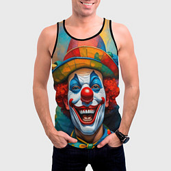 Майка-безрукавка мужская Нейросеть - Хэллоуин безумный клоун, цвет: 3D-черный — фото 2