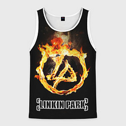 Майка-безрукавка мужская Linkin Park - fire logo, цвет: 3D-белый