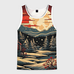 Майка-безрукавка мужская Зимнее настроение новогодний рисунок, цвет: 3D-белый