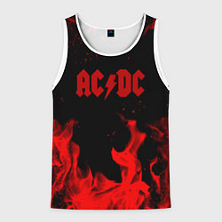 Майка-безрукавка мужская AC DC огненный стиль, цвет: 3D-белый