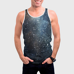 Майка-безрукавка мужская Темное космическое звездное небо, цвет: 3D-белый — фото 2